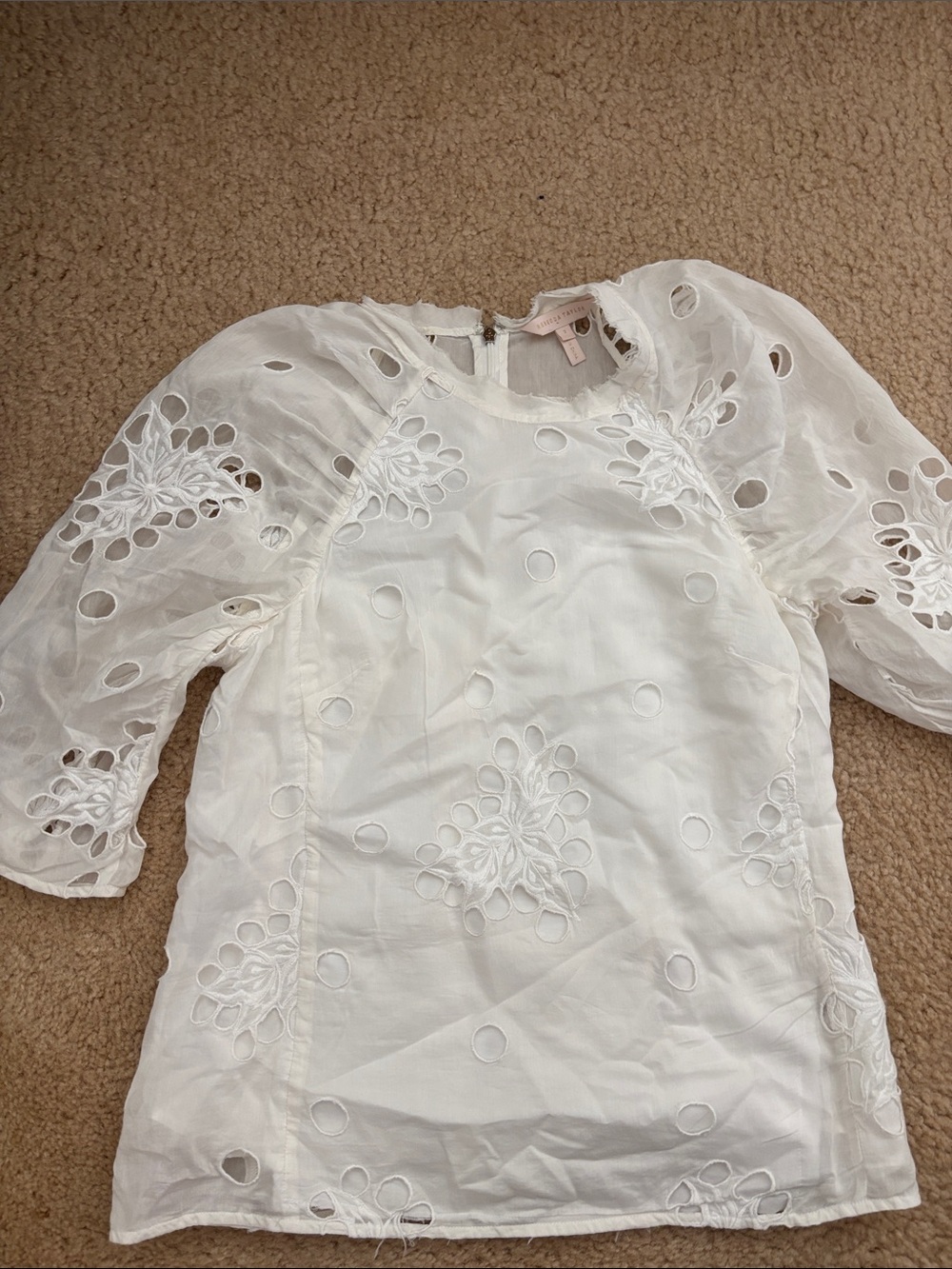 Rebecca Taylor White Eyelet Puff Sleeve Blouse
